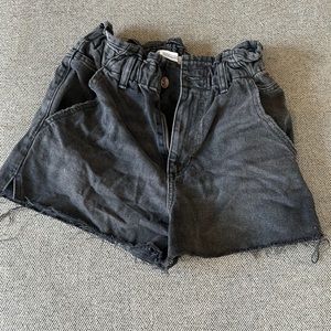 Zara high waisted denim black shorts